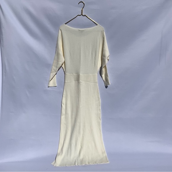 NWT Banana Republic Ribbed Sweater Dress Cream Ivory Long MSRP $160 Size SMALL - Picture 2 of 16